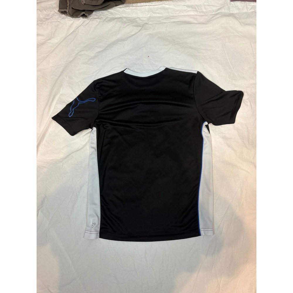Puma Mens Sportlifestyle T-Shirt Black White Blue Athletic Soccer Jersey Size M - Picture 3 of 3